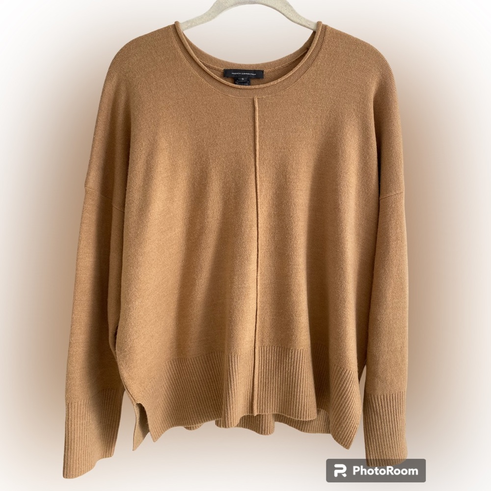 FRENCH Connection Oversized Camel crewneck sweater size small
